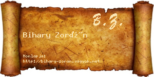Bihary Zorán névjegykártya